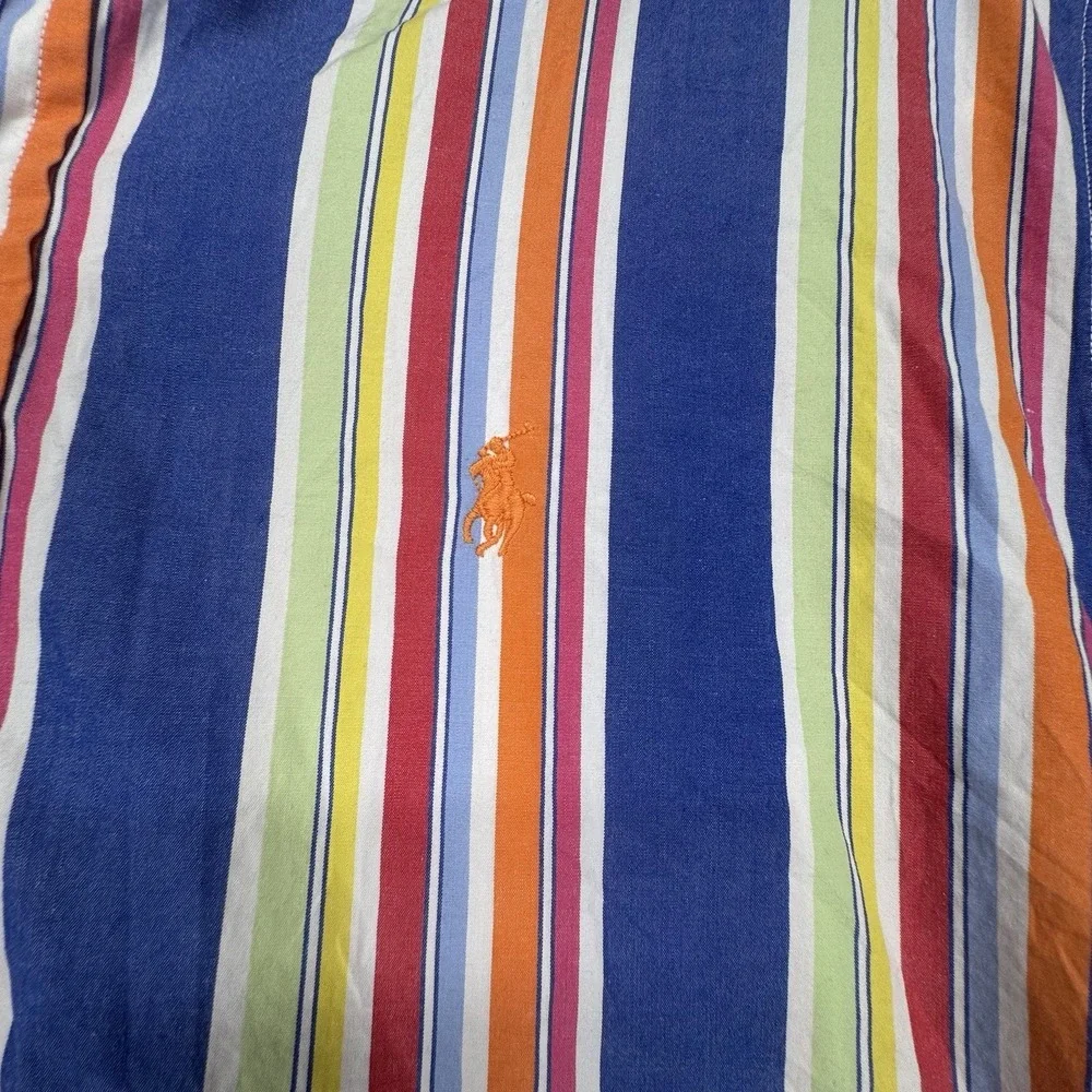Ralph Lauren Button Down‎ Shirt Boys XL 20 Blue Multicolor Stripe Preppy Cotton